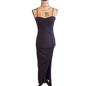 E.L.H Studio Goth Party Cocktail Eveningwear Padded Glam Maxi Dress Black Medium